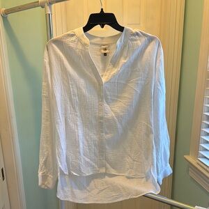 Linen White Button-Up Blouse